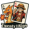 Twenty1Rips Logo
Two playing cards with a dragon and a character, featuring the text 'Twenty1Rips'.